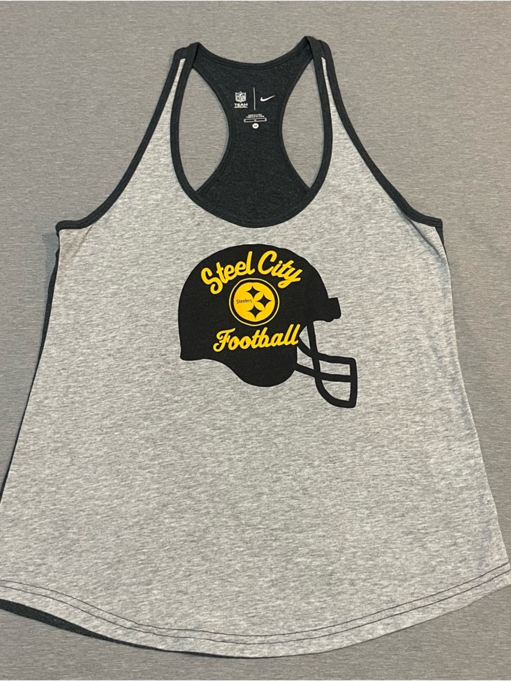 Pittsburgh Steelers Racerback Tank Top Gray Black Medium NFL